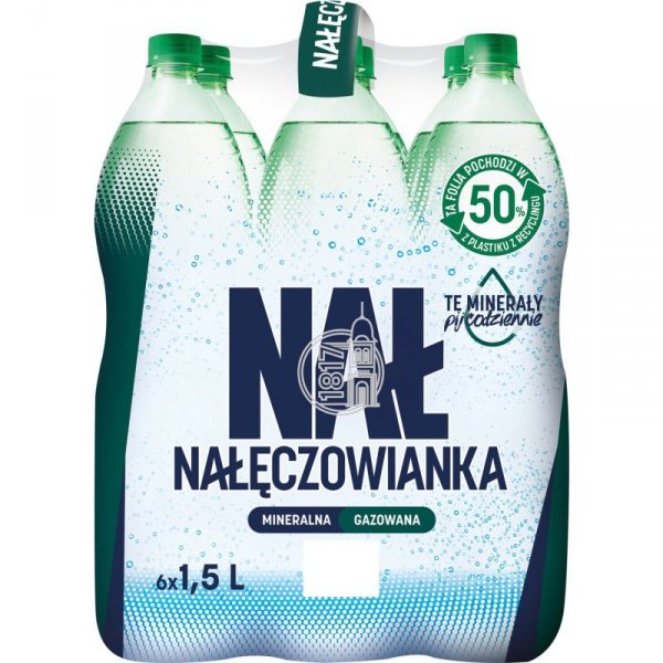 Woda mineralna NAŁĘCZOWIANKA 1.5L (6szt) gazowana z kaucją