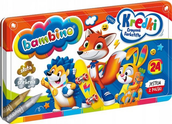 Kredki szkolne z glinki kaolinowej Zestaw 24 kredek BAMBINO St.Majewski