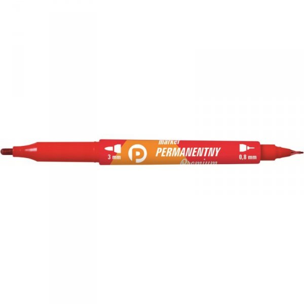 Marker permanentny dwustronny czerwony okrągły/fibrowy KM501-C2 TETIS