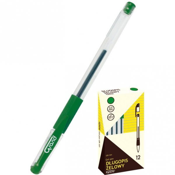 Pióro żelowe GR101 zielony 160-1028 GRAND