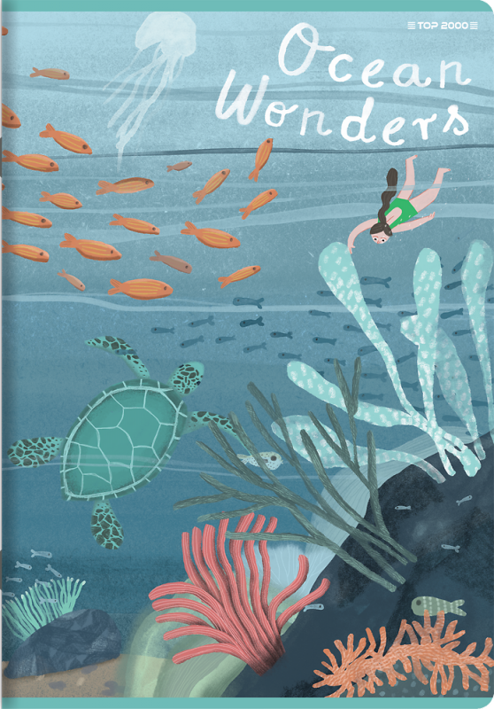 Zeszyt A5 16k 3linia kolorowa OCEAN WONDERS 400182342 TOP 2000