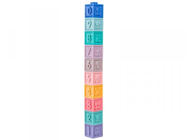 Miękkie Klocki Sensoryczne, Cyferki, Figury geometryczne, Kształty 12 sztuk, Edukacyjny zestaw klocków dla malucha