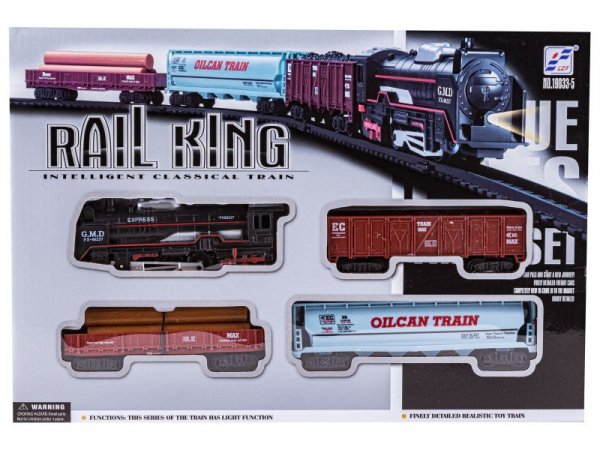 Kolejka Rail King Parowóz + 3 Wagony
