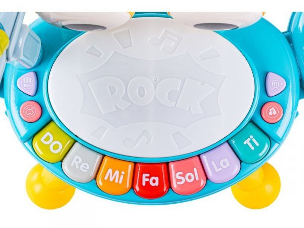 Edukacyjna Mini Perkusja Krab Pianinko Mikrofon Zestaw Muzyczny Niebieski