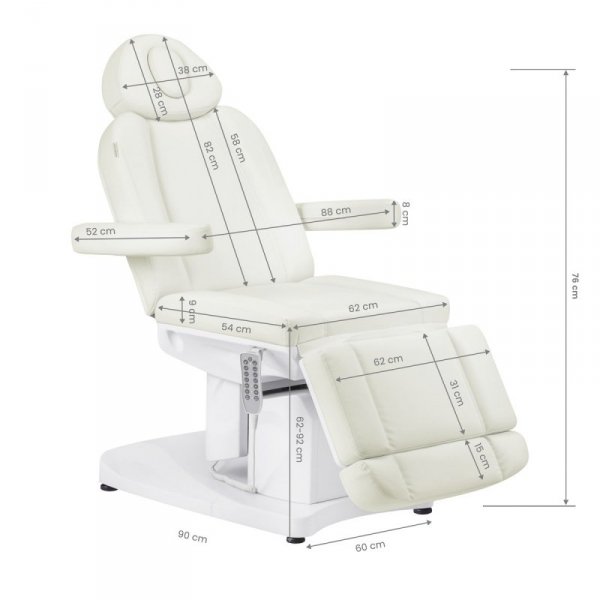 Fotel kosmetyczny elektryczny Azzurro 708A 4 silniki biały