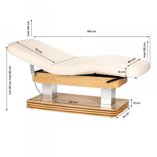 Leżanka SPA Sillon Comfort kremowa z jasnobrązową podstawą