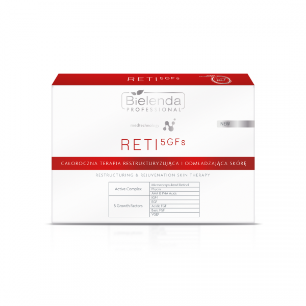 Bielenda RETI 5GFs - Set zabiegowy do restrukturyzacji i odmładzania skóry z mikroenkapsułkowanym retinolem oraz kompleksem czynników wzrostu