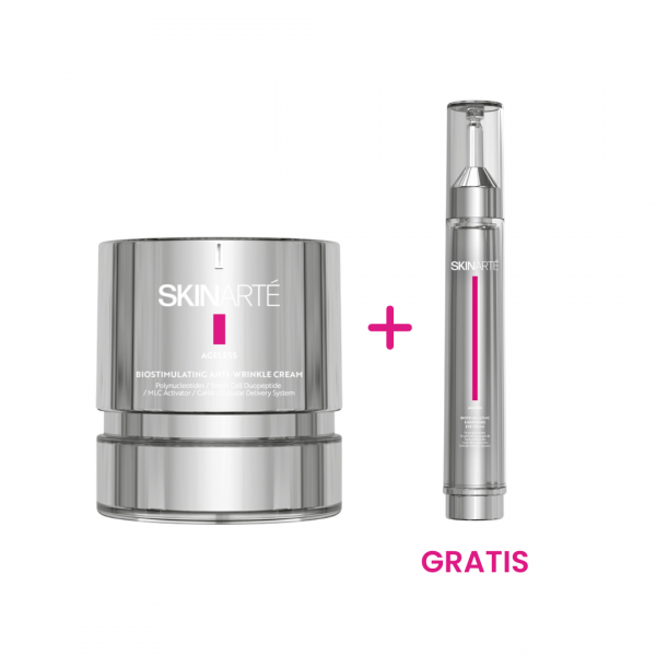 PROMOCJA SkinArté Biostymulujący krem przeciwzmarszczkowy 50ml + SkinArté Biostymulujący krem wygładzający pod oczy i na powieki 15ml GRATIS