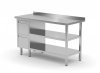 Stół przyścienny szafka z dwiema szufladami i dwiema półkami - szuflady po lewej stronie 800 x 600 x 850 mm POLGAST 125086-L/2 125086-L/2
