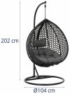 Fotel wiszący ogrodowy z ramą - składane siedzisko - czarny / szary - kształt łzy Uniprodo 10250854 UNI_HC_05