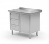 Stół przyścienny szafka z trzema szufladami i drzwiami na zawiasach - szuflady po lewej stronie 830 x 700 x 850 mm POLGAST 136087-3-L 136087-3-L