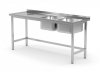 Stół z dwoma zlewami i otworem na odpadki - komory po prawej stronie 1600 x 600 x 850 mm POLGAST 246166-P 246166-P