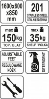 STÓŁ PRZYŚCIENNY Z PÓŁKĄ  SKŁADANY 1600×600×H850+100 mm YATO YG-09025 YG-09025
