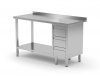 Stół przyścienny szafka z trzema szufladami i półką - szuflady po prawej stronie 1400 x 700 x 850 mm POLGAST 125147-3-P 125147-3-P