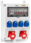 Rozdzielnica elektryczna - 4 gniazda Schuko - 2 gniazda CEE - wyłącznik różnicowoprądowy - 4 wyłączniki instalacyjne MSW 10062622  MSW-WPD-4V2P