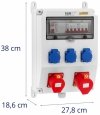 Rozdzielnica elektryczna - 3 gniazda Schuko - 2 gniazda CEE - wyłącznik różnicowoprądowy - 2 wyłączniki instalacyjne  MSW 10062620 MSW-WPD-3V2P 