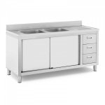 Szafka ze zlewem - 2 komory - Royal Catering - stal nierdzewna - 400 x 400 x 300 mm ROYAL CATERING 10012137 RC-IKS04
