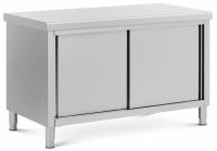 Stół roboczy z szafką przelotową ze stali nierdzewnej - ECO - 140 x 70 cm - 500 kg - Royal Catering 10013445 RCSSCB-140X70-H 