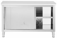 Stół roboczy z szafką przelotową ze stali nierdzewnej - ECO - 140 x 60 cm - 500 kg - Royal Catering 10013439 RCSSCB-140X60-H 