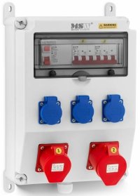 Rozdzielnica elektryczna - 3 gniazda Schuko - 2 gniazda CEE - wyłącznik różnicowoprądowy - 2 wyłączniki instalacyjne MSW 10062620 MSW-WPD-3V2P 