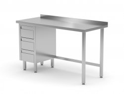 Stół przyścienny szafka z trzema szufladami - szuflady po lewej stronie 1700 x 700 x 850 mm POLGAST 123177-3-L 123177-3-L