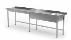 Stół ze zlewem bez półki - komora po prawej stronie 2000 x 600 x 850 mm POLGAST 211206-6-P 211206-6-P