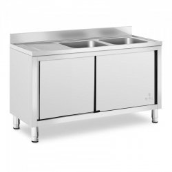 Szafka ze zlewem - 2 komory - Royal Catering - stal nierdzewna - 500 x 400 x 300 mm ROYAL CATERING 10012134 RC-IKS01