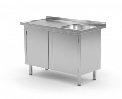 Stół ze zlewem, szafka z drzwiami na zawiasach - komora po prawej stronie 1100 x 700 x 850 mm POLGAST 218117-P 218117-P