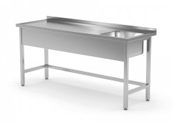 Stół ze zlewem wzmocniony bez półki - komora po prawej stronie 1600 x 600 x 850 mm POLGAST 210166-P 210166-P
