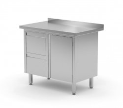 Stół przyścienny szafka z dwiema szufladami i drzwiami na zawiasach - szuflady po lewej stronie 830 x 600 x 850 mm POLGAST 135086-L 135086-L