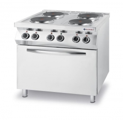 Kuchnia elektryczna 4-płytowa Kitchen Line z konwekcyjnym piekarnikiem elektrycznym GN 1/1 HENDI 225936 225936
