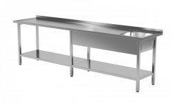 Stół ze zlewem i półką - komora po prawej stronie 2300 x 600 x 850 mm POLGAST 212236-6-P 212236-6-P