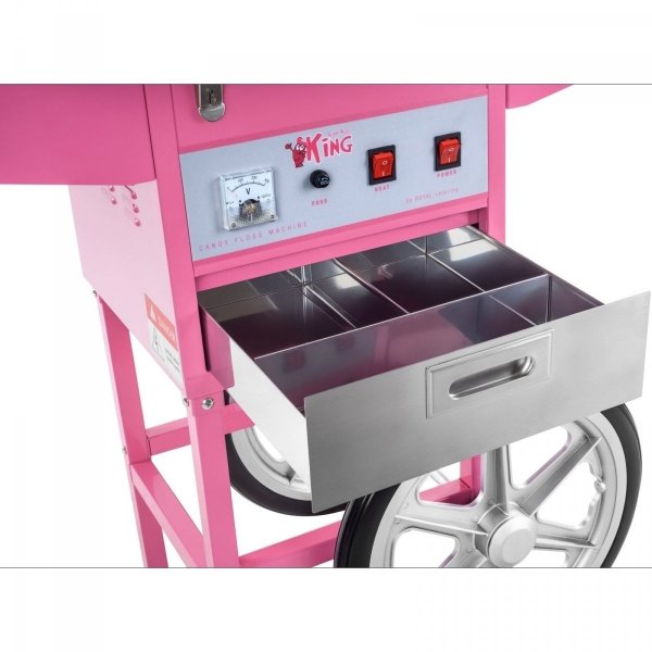 Maszyna do waty cukrowej - 52 cm - wózek - pokrywa ROYAL CATERING 10010083 RCZC-1200E