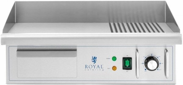 Płyta grillowa - 360 x 560 mm - gładka i ryflowana - 3000 W ROYAL CATERING 10012025 RCPG47-M