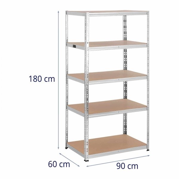 Regał magazynowy - 90 x 60 x 180 cm - 5 x 175 kg - szary MSW 10061989 MSW-STSH-36