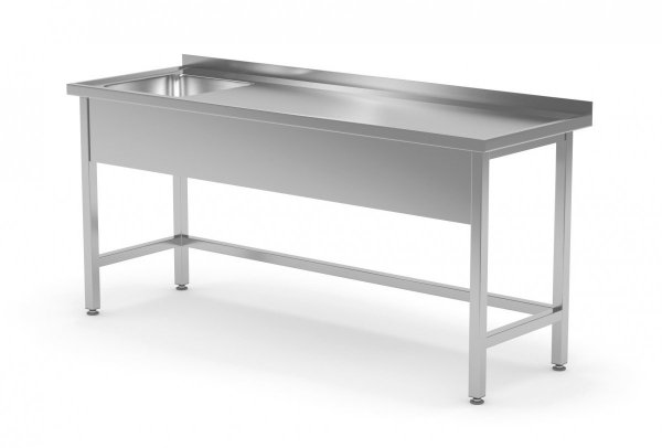 Stół ze zlewem wzmocniony bez półki - komora po lewej stronie 1300 x 700 x 850 mm POLGAST 210137-L 210137-L