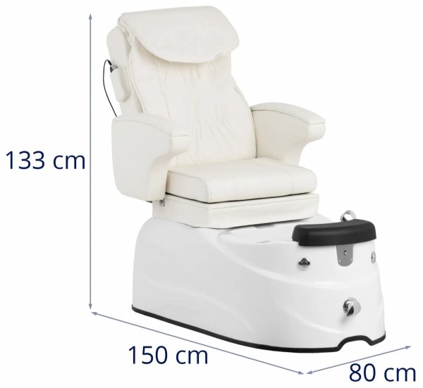 Fotel do pedicure elektryczny - brodzik na stopy - 105 W - 150 kg - biały - funkcja masażu Physa 10040727 PHY_PSC_01