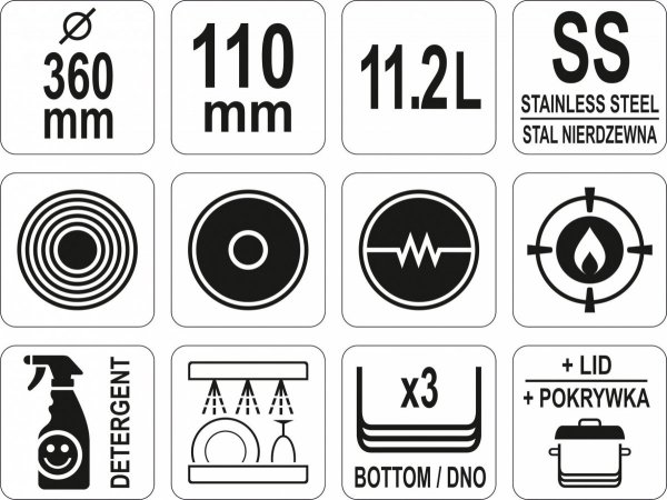 RONDEL DO DUSZENIA Z POKRYWKĄ 36x11CM YATO YG-00055 YG-00055