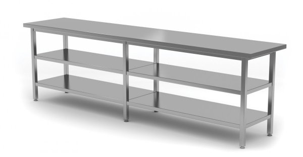 Stół centralny z dwiema półkami 2500 x 700 x 850 mm POLGAST 112257/2-6 112257/2-6