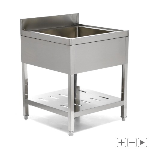 Stół ze zlewem - 1 komora - półka - rant ROYAL CATERING 10011683 RCSSS-70X70-S