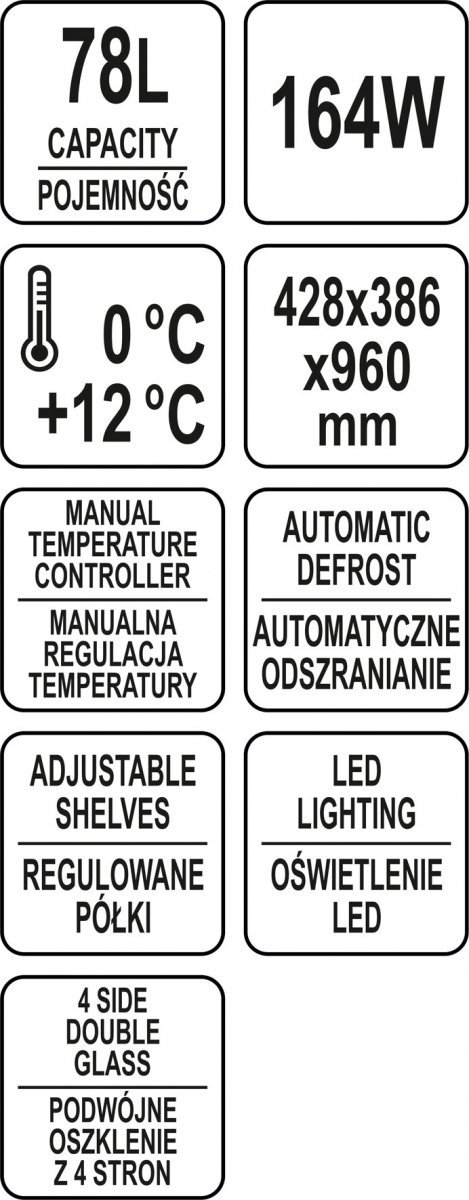 WITRYNA CHŁODNICZA 78L 42x38x96 SREBRNA YATO YG-05057 YG-05057