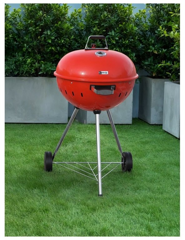 GRILL WĘGLOWY OKRĄGŁY 54CM CZERWONY YATO YG-20304