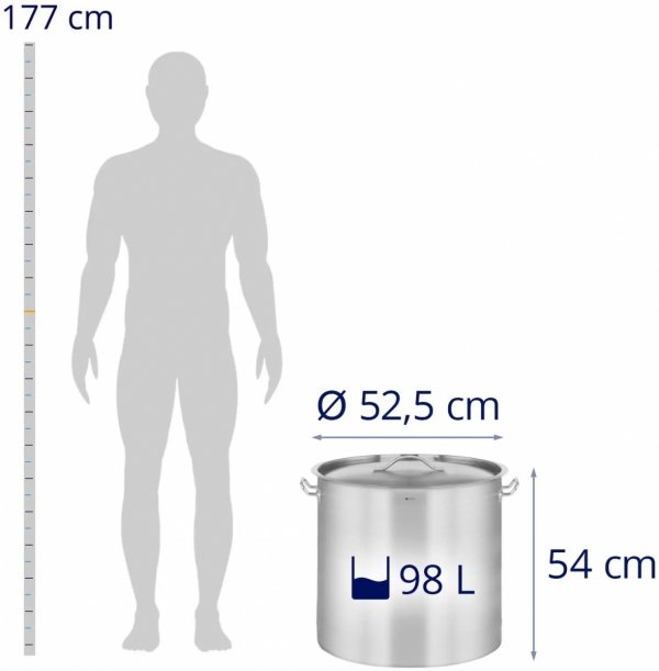  Garnek ze stali nierdzewnej - 98 l - Ø 50 cm - Royal Catering 10011002 RCST-98LI-E