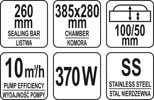 PAKOWARKA PRÓŻNIOWA-KOMOROWA 260MM YATO YG-09303 YG-09303