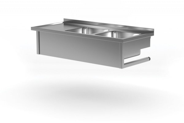 Stół wiszący z dwoma zlewami- komory po prawej stronie 1600 x 700 x 300 mm POLGAST 221167-WI-P 221167-WI-P