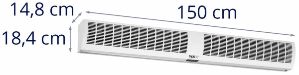 Kurtyna powietrzna - 1,5 m - 2510 m³/h - zdalne sterowanie - 190 W MSW 10062640 MSW-FMAIR-150S