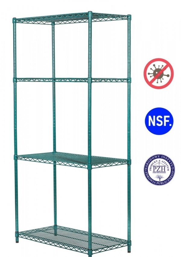 Regał antybakteryjny noMICRO siatkowy 4-półkowy 46x122x200 cm ULTRA POWER