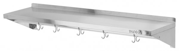 PÓŁKA WISZĄCA Z RANTEM I HACZYKAMI POJEDYNCZA 150 X 30 CM YATO YG-08938 