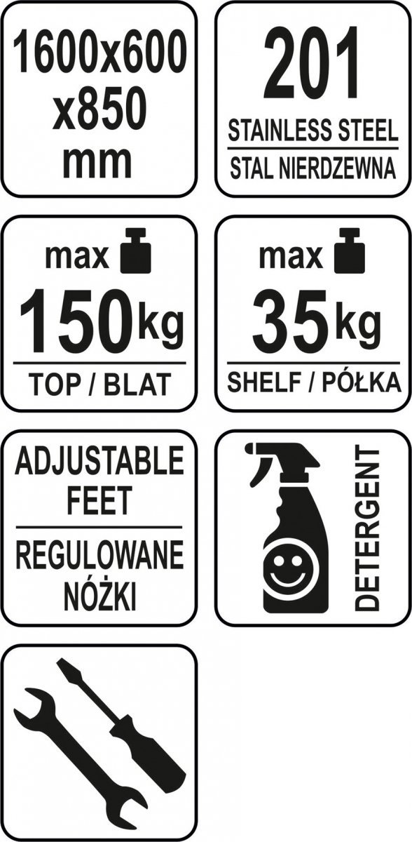 STÓŁ PRZYŚCIENNY Z PÓŁKĄ  SKŁADANY 1600×600×H850+100 mm YATO YG-09025 YG-09025