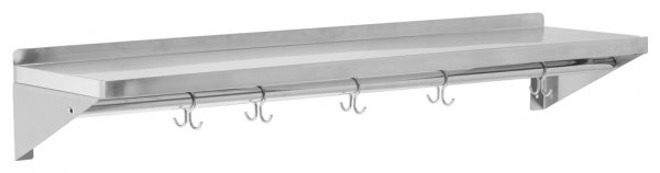 PÓŁKA WISZĄCA Z RANTEM I HACZYKAMI POJEDYNCZA 150 X 30 CM YATO YG-08938 